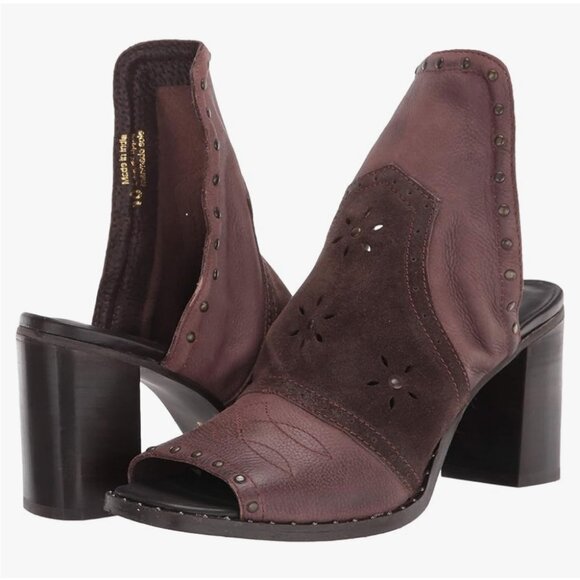 New Sbicca Leather and Suede Block Heel Sandals in Dark Burgundy Maroon - Picture 1 of 9